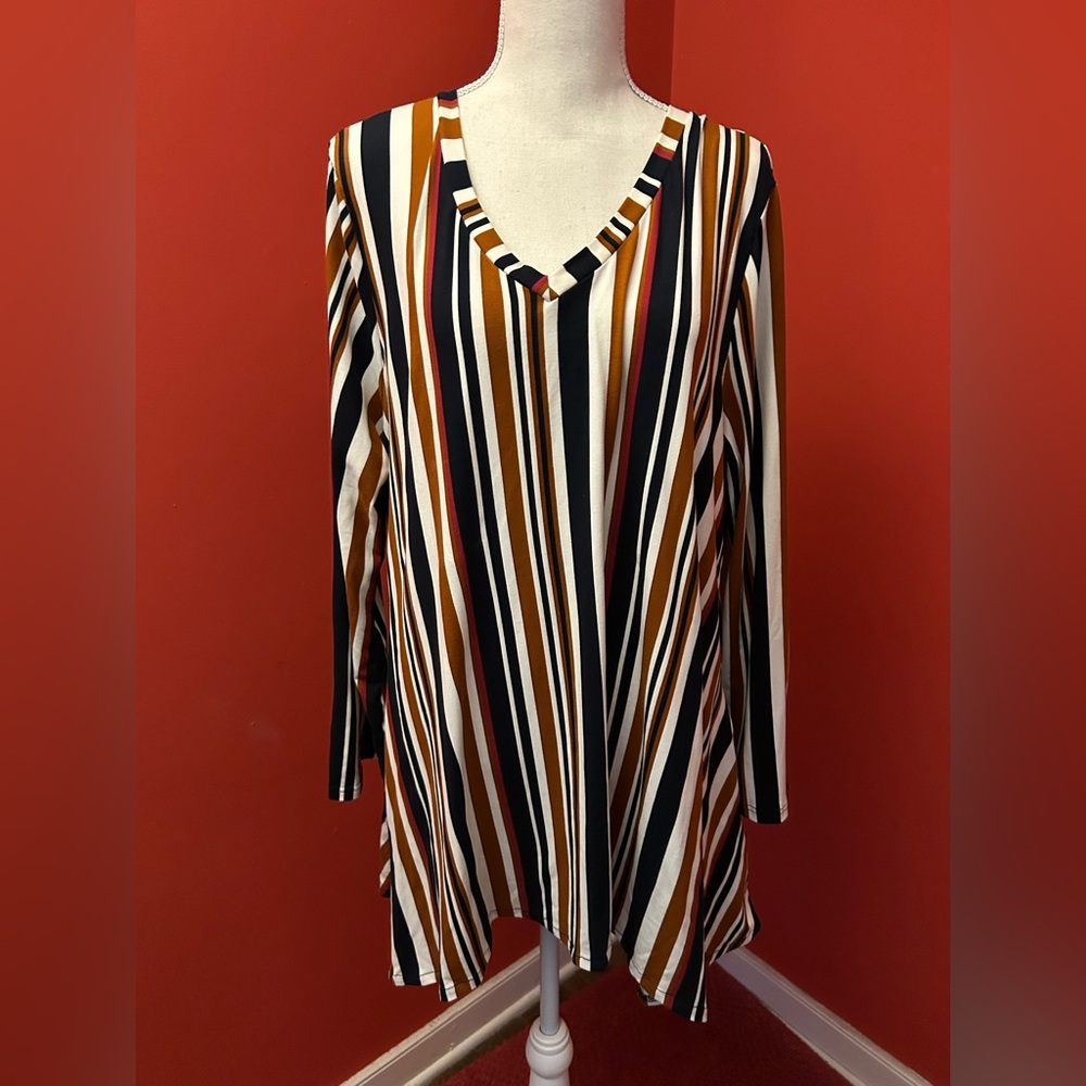 Striped V-Neck Handkerchief Tunic